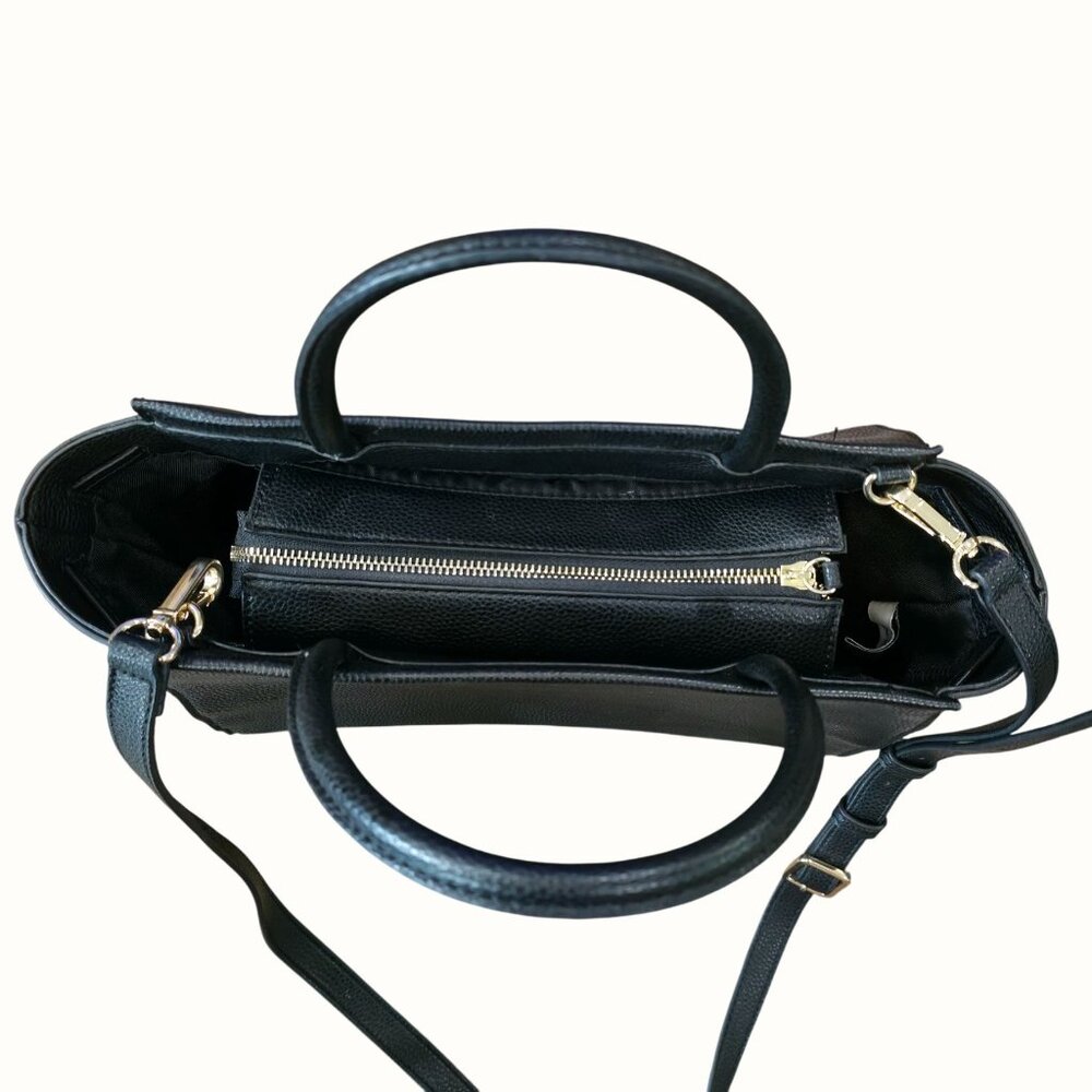 Nine West Elara Black Pebbled Faux Leather Small Satchel Crossbody Bag - Picture 11 of 12